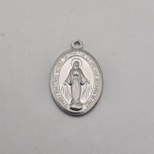 Italy Miraculous Medal Virgin Mary Catholic Religious Pendant Silver Tone‎ Charm